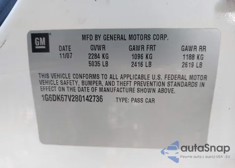 2008 Cadillac Sts V6 z USA, uszkodzony, nr VIN 1G6DK67V280142736